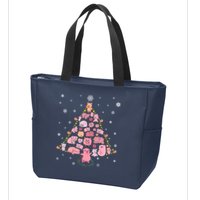 Pig Christmas Tree Zip Tote Bag