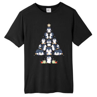 Penguin Christmas Tree Lights Santa Hat Penguin Lover Xmas Gift Tall Fusion ChromaSoft Performance T-Shirt