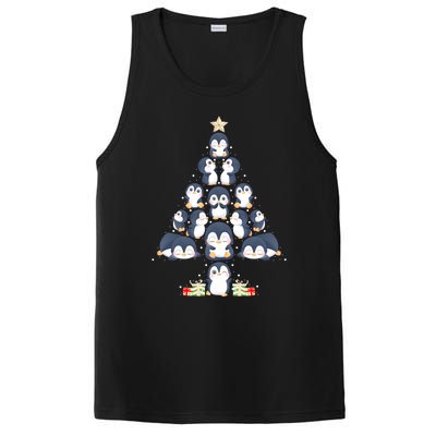 Penguin Christmas Tree Lights Santa Hat Penguin Lover Xmas Gift PosiCharge Competitor Tank