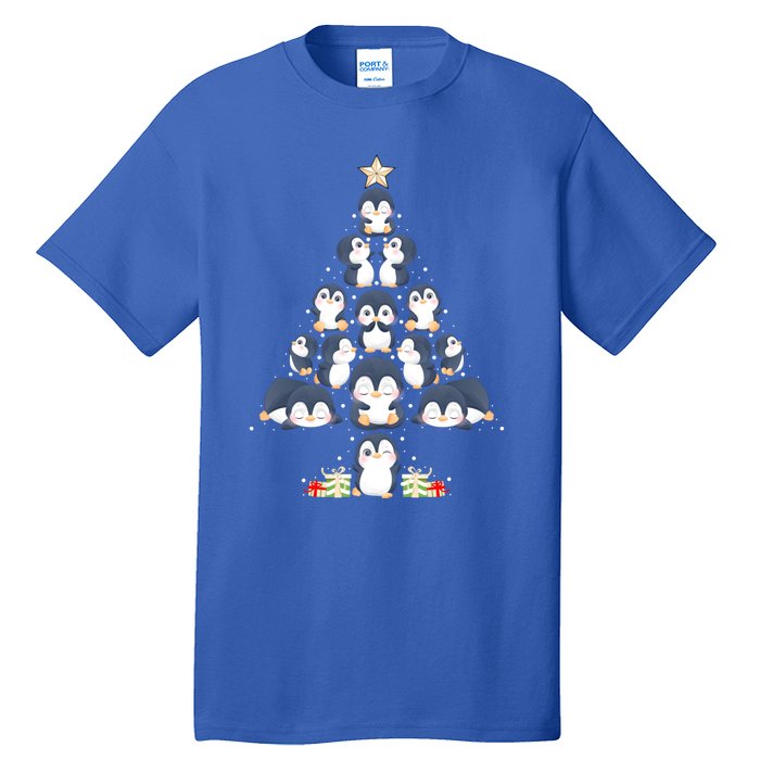 Penguin Christmas Tree Lights Santa Hat Penguin Lover Xmas Gift Tall T-Shirt