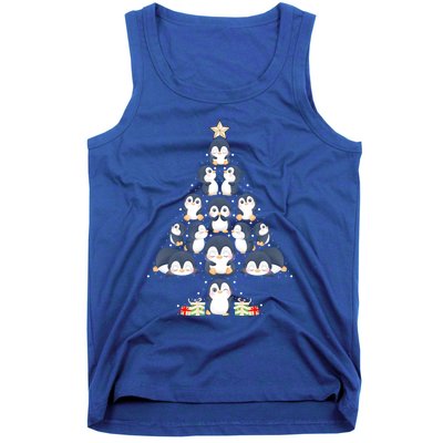 Penguin Christmas Tree Lights Santa Hat Penguin Lover Xmas Gift Tank Top