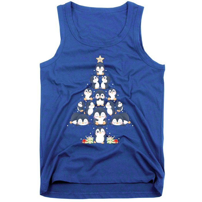 Penguin Christmas Tree Lights Santa Hat Penguin Lover Xmas Gift Tank Top