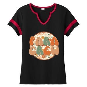 Para Crew Teacher Appreciation Wildflowers Retro Groovy 70S Great Gift Ladies Halftime Notch Neck Tee