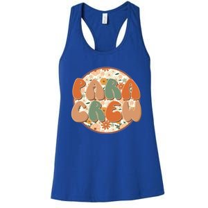 Para Crew Teacher Appreciation Wildflowers Retro Groovy 70S Great Gift Women's Racerback Tank