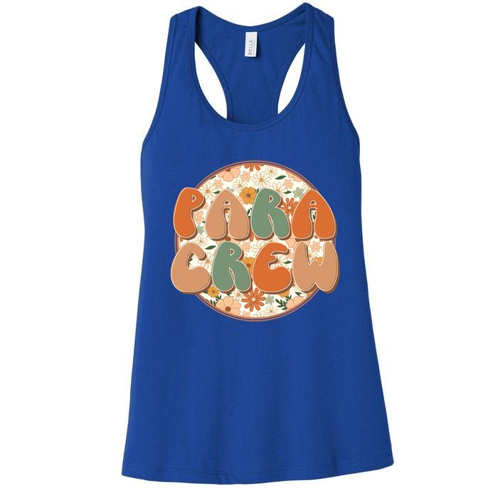 Para Crew Teacher Appreciation Wildflowers Retro Groovy 70S Great Gift Women's Racerback Tank