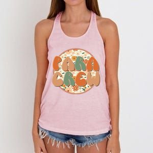 Para Crew Teacher Appreciation Wildflowers Retro Groovy 70S Great Gift Women's Knotted Racerback Tank