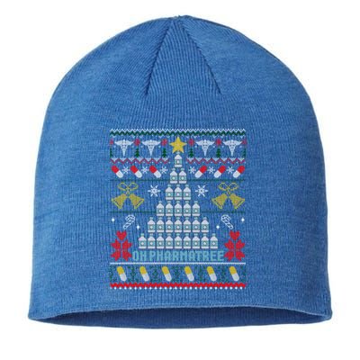 Pharmacy Christmas Tree Medication Pharmacist Fun Gift Ugly Gift Sustainable Beanie