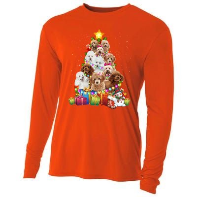 Poodle Christmas Tree Funny Poodle Christmas Lights Funny Gift Cooling Performance Long Sleeve Crew