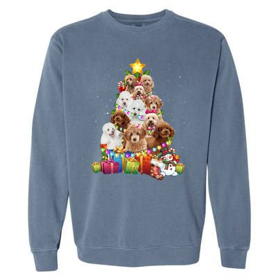 Poodle Christmas Tree Funny Poodle Christmas Lights Funny Gift Garment-Dyed Sweatshirt