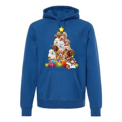 Poodle Christmas Tree Funny Poodle Christmas Lights Funny Gift Premium Hoodie