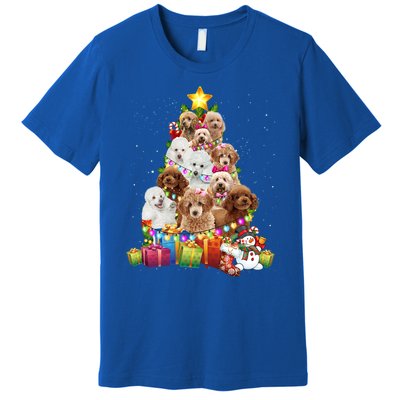 Poodle Christmas Tree Funny Poodle Christmas Lights Funny Gift Premium T-Shirt