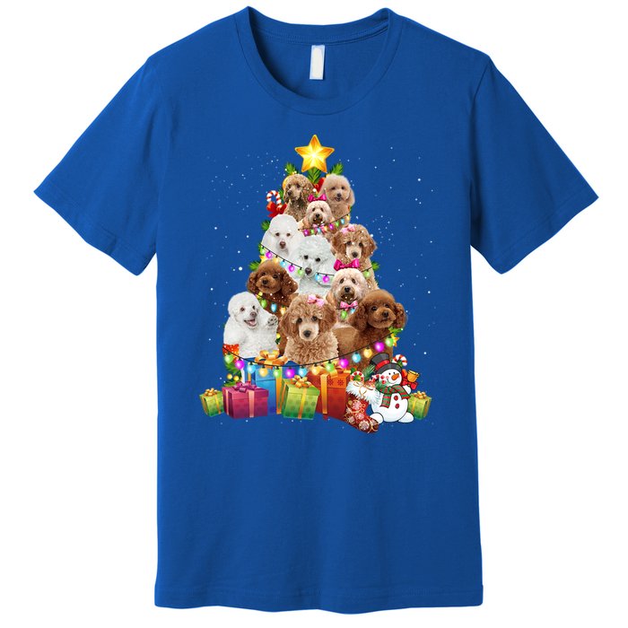 Poodle Christmas Tree Funny Poodle Christmas Lights Funny Gift Premium T-Shirt