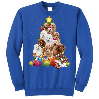 Poodle Christmas Tree Funny Poodle Christmas Lights Funny Gift Tall Sweatshirt