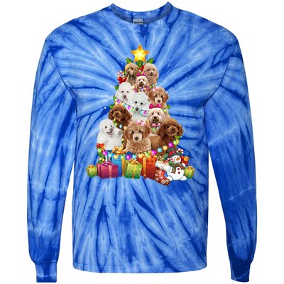 Poodle Christmas Tree Funny Poodle Christmas Lights Funny Gift Tie-Dye Long Sleeve Shirt