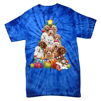 Poodle Christmas Tree Funny Poodle Christmas Lights Funny Gift Tie-Dye T-Shirt