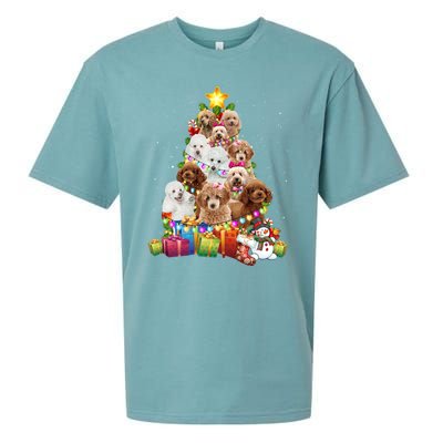 Poodle Christmas Tree Funny Poodle Christmas Lights Funny Gift Sueded Cloud Jersey T-Shirt