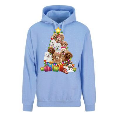 Poodle Christmas Tree Funny Poodle Christmas Lights Funny Gift Unisex Surf Hoodie