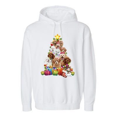 Poodle Christmas Tree Funny Poodle Christmas Lights Funny Gift Garment-Dyed Fleece Hoodie