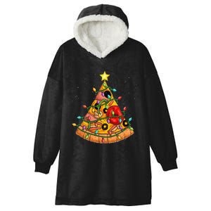 Pizza Christmas Tree Lights Xmas Crustmas Pepperoni Hooded Wearable Blanket