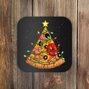 Pizza Christmas Tree Lights Xmas Crustmas Pepperoni Coaster