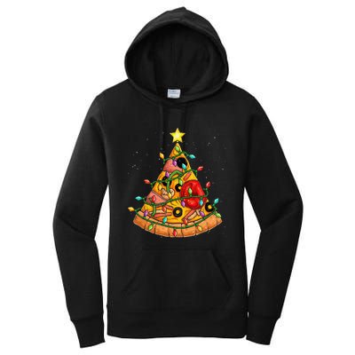 Pizza Christmas Tree Lights Xmas Crustmas Pepperoni Women's Pullover Hoodie