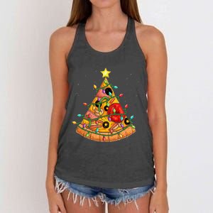 Pizza Christmas Tree Lights Xmas Crustmas Pepperoni Women's Knotted Racerback Tank