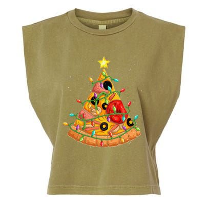 Pizza Christmas Tree Lights Xmas Crustmas Pepperoni Garment-Dyed Women's Muscle Tee