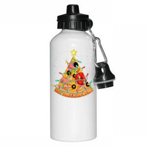 Pizza Christmas Tree Lights Xmas Crustmas Pepperoni Aluminum Water Bottle