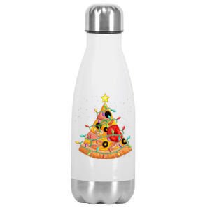 Pizza Christmas Tree Lights Xmas Crustmas Pepperoni Stainless Steel Insulated Water Bottle