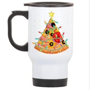 Pizza Christmas Tree Lights Xmas Crustmas Pepperoni Stainless Steel Travel Mug