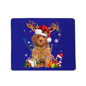 Poodle Christmas Tree Funny Lights Santa Hat Dog Lover Xmas Gift Mousepad