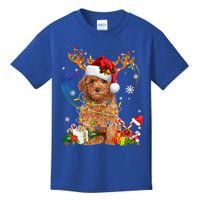 Poodle Christmas Tree Funny Lights Santa Hat Dog Lover Xmas Gift Kids T-Shirt