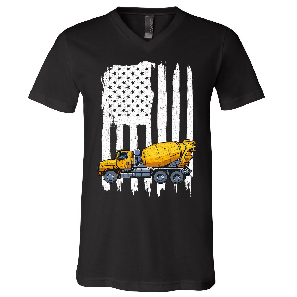 Patriotic Cement Truck Driver Concrete Mixer American Flag V-Neck T-Shirt