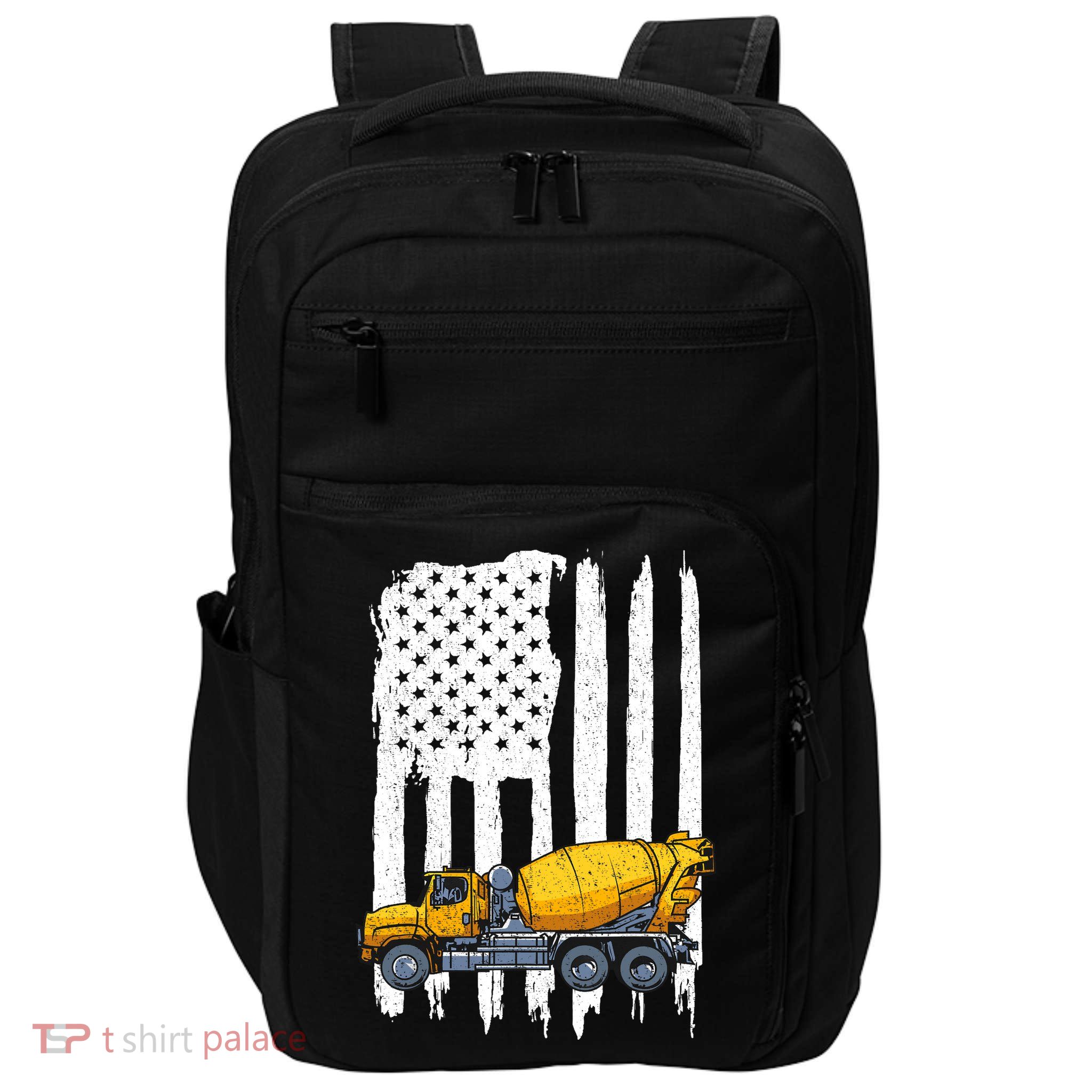 Patriotic Cement Truck Driver Concrete Mixer American Flag Impact Tech Backpack
