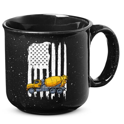Patriotic Cement Truck Driver Concrete Mixer American Flag 15oz Campfire Ceramic Mug