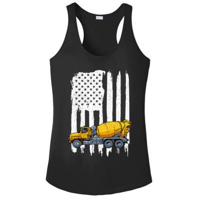 Patriotic Cement Truck Driver Concrete Mixer American Flag Ladies PosiCharge Competitor Racerback Tank