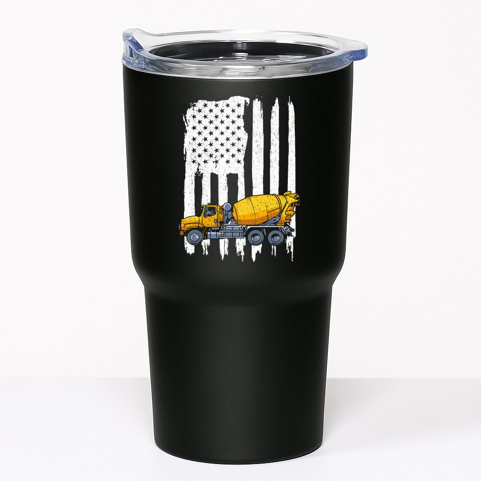 Patriotic Cement Truck Driver Concrete Mixer American Flag Tumbler