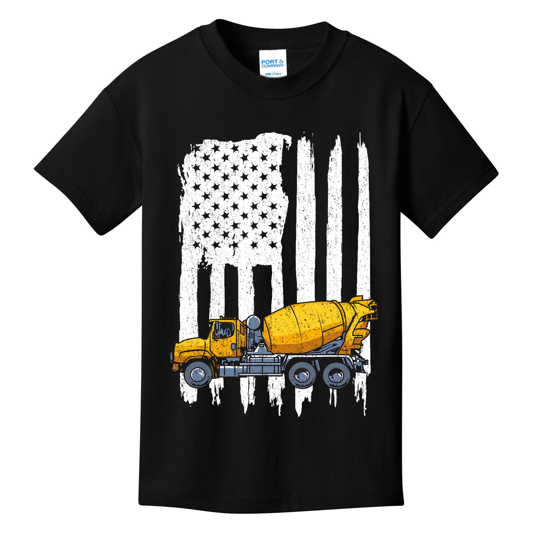 Patriotic Cement Truck Driver Concrete Mixer American Flag Kids T-Shirt