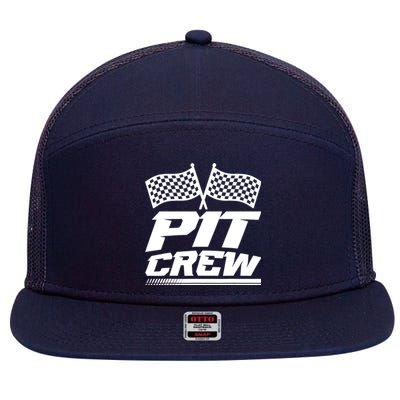 PIT CREW Track Racing Car Racing Lovers Family Matching 7 Panel Mesh Trucker Snapback Hat