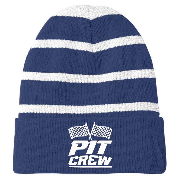 PIT CREW Track Racing Car Racing Lovers Family Matching Striped Beanie with Solid Band