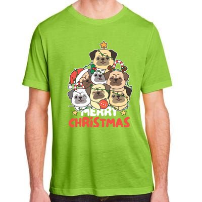 Pug Christmas Tree Funny Animal Merry Christmas Gift Adult ChromaSoft Performance T-Shirt