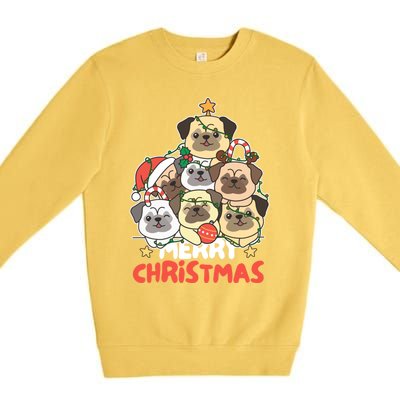 Pug Christmas Tree Funny Animal Merry Christmas Gift Premium Crewneck Sweatshirt