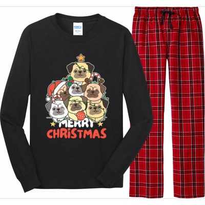 Pug Christmas Tree Funny Animal Merry Christmas Gift Long Sleeve Pajama Set