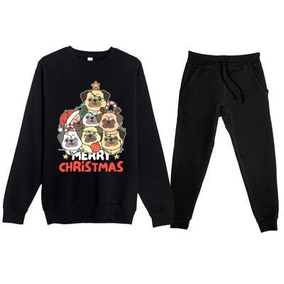 Pug Christmas Tree Funny Animal Merry Christmas Gift Premium Crewneck Sweatsuit Set