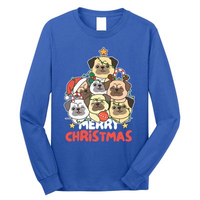 Pug Christmas Tree Funny Animal Merry Christmas Gift Long Sleeve Shirt