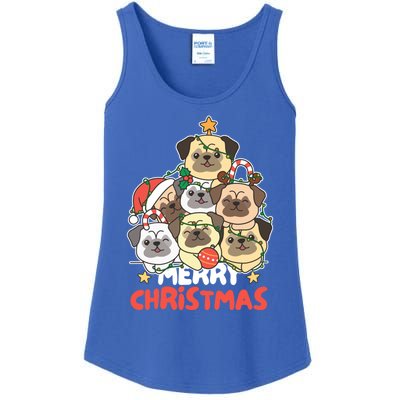 Pug Christmas Tree Funny Animal Merry Christmas Gift Ladies Essential Tank