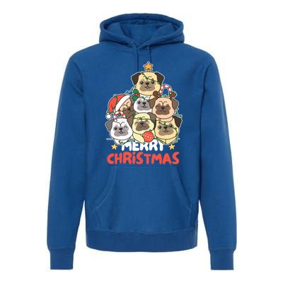 Pug Christmas Tree Funny Animal Merry Christmas Gift Premium Hoodie