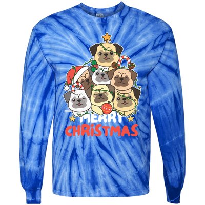 Pug Christmas Tree Funny Animal Merry Christmas Gift Tie-Dye Long Sleeve Shirt