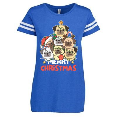 Pug Christmas Tree Funny Animal Merry Christmas Gift Enza Ladies Jersey Football T-Shirt