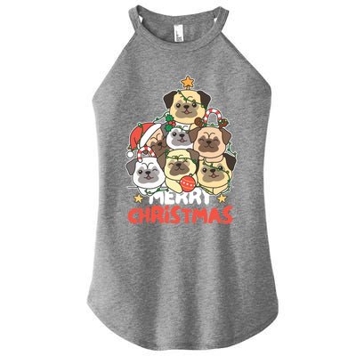 Pug Christmas Tree Funny Animal Merry Christmas Gift Women’s Perfect Tri Rocker Tank